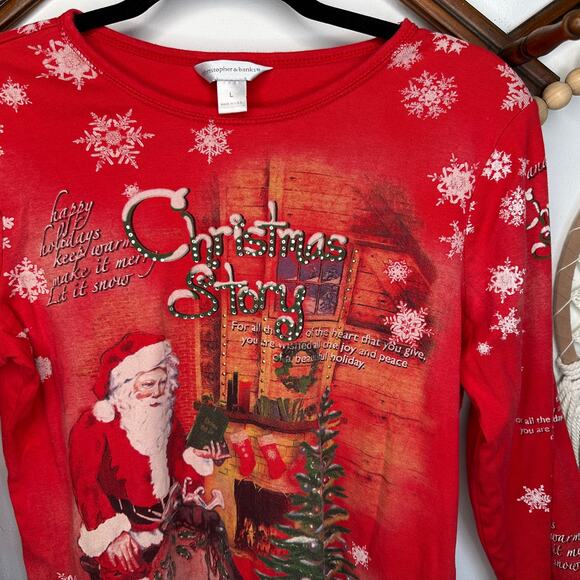 Christopher & Bank Christmas Santa Art Graphic Top - Picture 2 of 4